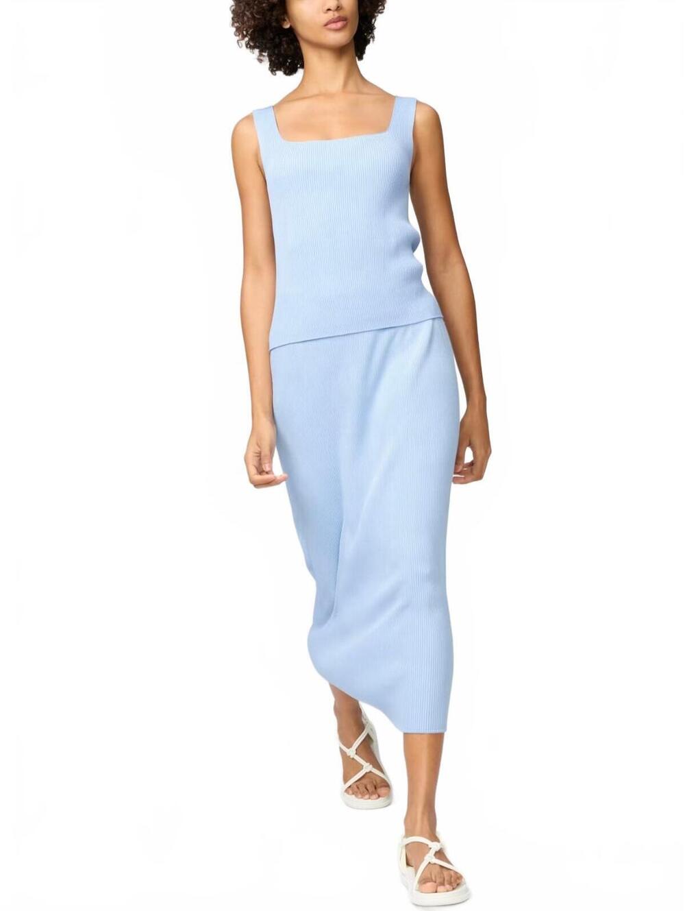 Uniqlo C 3D Knit Ribbed Skirt NWT Blue Medium